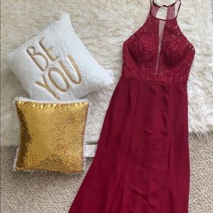 Azazie Burgundy Bridesmaid Dress with Lace Detail!